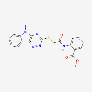 molecular formula C20H17N5O3S B5332679 METHYL 2-[2-({5-METHYL-5H-[1,2,4]TRIAZINO[5,6-B]INDOL-3-YL}SULFANYL)ACETAMIDO]BENZOATE 
