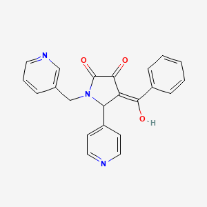 molecular formula C22H17N3O3 B5332763 (4E)-4-[hydroxy(phenyl)methylidene]-5-pyridin-4-yl-1-(pyridin-3-ylmethyl)pyrrolidine-2,3-dione 
