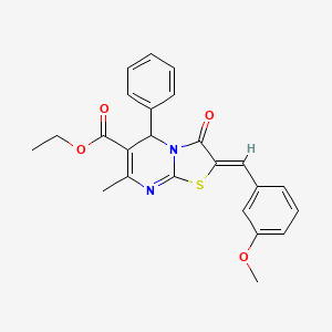 molecular formula C24H22N2O4S B5332996 ethyl (2Z)-2-(3-methoxybenzylidene)-7-methyl-3-oxo-5-phenyl-2,3-dihydro-5H-[1,3]thiazolo[3,2-a]pyrimidine-6-carboxylate 