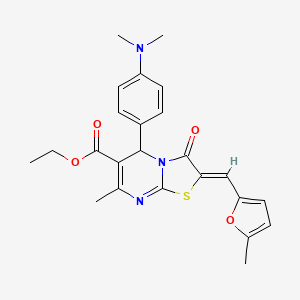 molecular formula C24H25N3O4S B5333214 ethyl (2Z)-5-[4-(dimethylamino)phenyl]-7-methyl-2-[(5-methylfuran-2-yl)methylidene]-3-oxo-2,3-dihydro-5H-[1,3]thiazolo[3,2-a]pyrimidine-6-carboxylate 