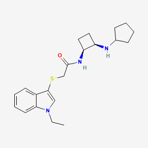 molecular formula C21H29N3OS B5333333 N-[(1S,2R)-2-(cyclopentylamino)cyclobutyl]-2-(1-ethylindol-3-yl)sulfanylacetamide 
