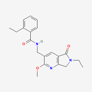 molecular formula C20H23N3O3 B5333340 2-ethyl-N-[(6-ethyl-2-methoxy-5-oxo-6,7-dihydro-5H-pyrrolo[3,4-b]pyridin-3-yl)methyl]benzamide 