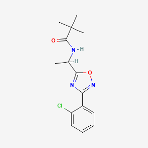 molecular formula C15H18ClN3O2 B5333416 N-{1-[3-(2-chlorophenyl)-1,2,4-oxadiazol-5-yl]ethyl}-2,2-dimethylpropanamide 