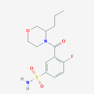 molecular formula C14H19FN2O4S B5333510 4-fluoro-3-[(3-propylmorpholin-4-yl)carbonyl]benzenesulfonamide 