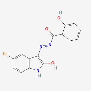 molecular formula C15H10BrN3O3 B5333565 N'-[(3E)-5-bromo-2-oxo-1,2-dihydro-3H-indol-3-ylidene]-2-hydroxybenzohydrazide 