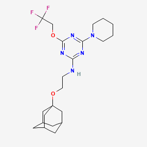 molecular formula C22H32F3N5O2 B5333599 N-[2-(ADAMANTAN-1-YLOXY)ETHYL]-4-(PIPERIDIN-1-YL)-6-(2,2,2-TRIFLUOROETHOXY)-1,3,5-TRIAZIN-2-AMINE 