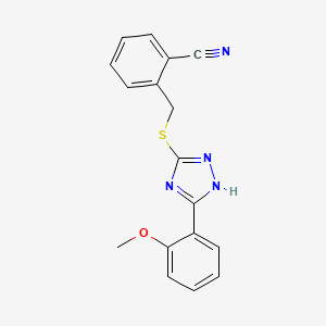 molecular formula C17H14N4OS B5333910 2-({[5-(2-methoxyphenyl)-4H-1,2,4-triazol-3-yl]thio}methyl)benzonitrile 