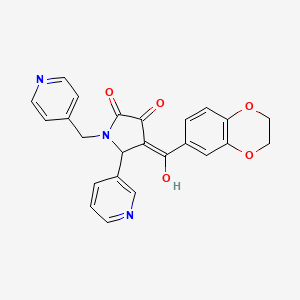 molecular formula C24H19N3O5 B5334115 (4E)-4-[2,3-dihydro-1,4-benzodioxin-6-yl(hydroxy)methylidene]-5-pyridin-3-yl-1-(pyridin-4-ylmethyl)pyrrolidine-2,3-dione 