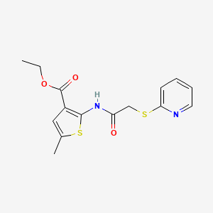 molecular formula C15H16N2O3S2 B5334268 ethyl 5-methyl-2-{[(2-pyridinylthio)acetyl]amino}-3-thiophenecarboxylate 