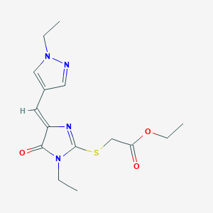 molecular formula C15H20N4O3S B5334299 ETHYL 2-({1-ETHYL-4-[(Z)-1-(1-ETHYL-1H-PYRAZOL-4-YL)METHYLIDENE]-5-OXO-1,5-DIHYDRO-4H-IMIDAZOL-2-YL}SULFANYL)ACETATE 