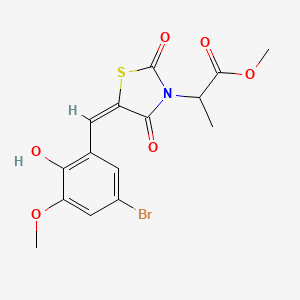 molecular formula C15H14BrNO6S B5334446 methyl 2-[(5E)-5-[(5-bromo-2-hydroxy-3-methoxyphenyl)methylidene]-2,4-dioxo-1,3-thiazolidin-3-yl]propanoate 