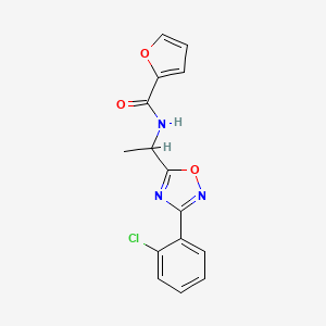 molecular formula C15H12ClN3O3 B5334535 N-{1-[3-(2-chlorophenyl)-1,2,4-oxadiazol-5-yl]ethyl}-2-furamide 