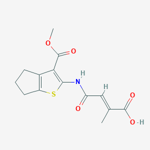 molecular formula C14H15NO5S B5334653 4-{[3-(methoxycarbonyl)-5,6-dihydro-4H-cyclopenta[b]thien-2-yl]amino}-2-methyl-4-oxo-2-butenoic acid 