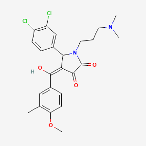 molecular formula C24H26Cl2N2O4 B5334744 5-(3,4-dichlorophenyl)-1-[3-(dimethylamino)propyl]-3-hydroxy-4-(4-methoxy-3-methylbenzoyl)-2,5-dihydro-1H-pyrrol-2-one 