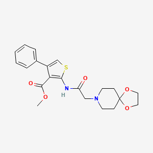 molecular formula C21H24N2O5S B5334814 methyl 2-[(1,4-dioxa-8-azaspiro[4.5]dec-8-ylacetyl)amino]-4-phenyl-3-thiophenecarboxylate 