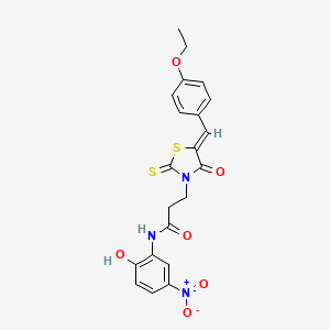 molecular formula C21H19N3O6S2 B5334829 3-[5-(4-ethoxybenzylidene)-4-oxo-2-thioxo-1,3-thiazolidin-3-yl]-N-(2-hydroxy-5-nitrophenyl)propanamide 