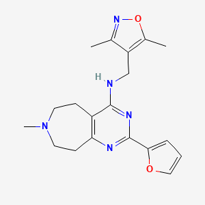 molecular formula C19H23N5O2 B5334907 N-[(3,5-dimethylisoxazol-4-yl)methyl]-2-(2-furyl)-7-methyl-6,7,8,9-tetrahydro-5H-pyrimido[4,5-d]azepin-4-amine 