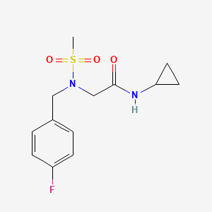 molecular formula C13H17FN2O3S B5334974 N-CYCLOPROPYL-2-{N-[(4-FLUOROPHENYL)METHYL]METHANESULFONAMIDO}ACETAMIDE 