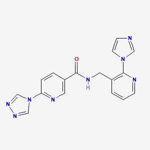 molecular formula C17H14N8O B5335077 N-{[2-(1H-imidazol-1-yl)pyridin-3-yl]methyl}-6-(4H-1,2,4-triazol-4-yl)nicotinamide 