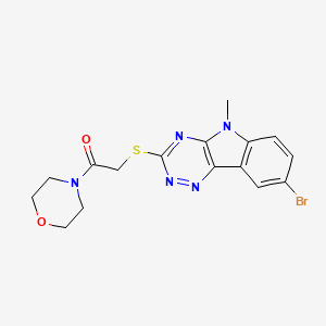 molecular formula C16H16BrN5O2S B5335098 8-bromo-5-methyl-3-{[2-(4-morpholinyl)-2-oxoethyl]thio}-5H-[1,2,4]triazino[5,6-b]indole 