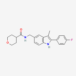 molecular formula C22H23FN2O2 B5335178 N-{[2-(4-fluorophenyl)-3-methyl-1H-indol-5-yl]methyl}tetrahydro-2H-pyran-4-carboxamide 