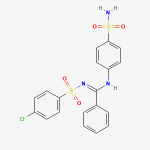molecular formula C19H16ClN3O4S2 B5335253 N'-[(4-chlorophenyl)sulfonyl]-N-(4-sulfamoylphenyl)benzenecarboximidamide 