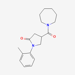 molecular formula C18H24N2O2 B5335263 4-(azepan-1-ylcarbonyl)-1-(2-methylphenyl)pyrrolidin-2-one 