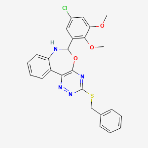 molecular formula C25H21ClN4O3S B5335360 3-(benzylthio)-6-(5-chloro-2,3-dimethoxyphenyl)-6,7-dihydro[1,2,4]triazino[5,6-d][3,1]benzoxazepine 