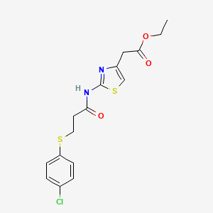 molecular formula C16H17ClN2O3S2 B5335491 ETHYL 2-(2-{3-[(4-CHLOROPHENYL)SULFANYL]PROPANAMIDO}-1,3-THIAZOL-4-YL)ACETATE 