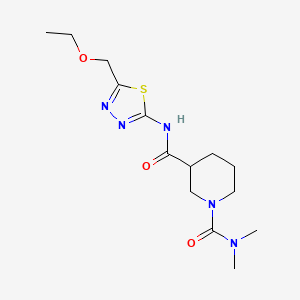 molecular formula C14H23N5O3S B5335745 N~3~-[5-(ethoxymethyl)-1,3,4-thiadiazol-2-yl]-N~1~,N~1~-dimethylpiperidine-1,3-dicarboxamide 