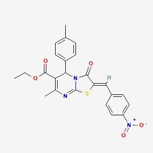 molecular formula C24H21N3O5S B5335747 ethyl 7-methyl-5-(4-methylphenyl)-2-(4-nitrobenzylidene)-3-oxo-2,3-dihydro-5H-[1,3]thiazolo[3,2-a]pyrimidine-6-carboxylate 