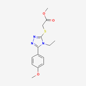 molecular formula C14H17N3O3S B5335778 METHYL 2-{[4-ETHYL-5-(4-METHOXYPHENYL)-4H-1,2,4-TRIAZOL-3-YL]SULFANYL}ACETATE 