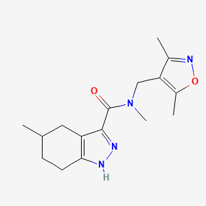molecular formula C16H22N4O2 B5335784 N-[(3,5-dimethylisoxazol-4-yl)methyl]-N,5-dimethyl-4,5,6,7-tetrahydro-2H-indazole-3-carboxamide 
