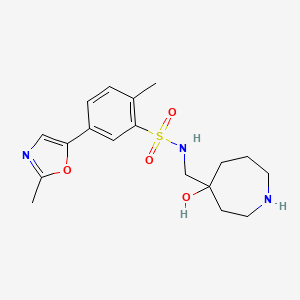 molecular formula C18H25N3O4S B5335834 N-[(4-hydroxy-4-azepanyl)methyl]-2-methyl-5-(2-methyl-1,3-oxazol-5-yl)benzenesulfonamide hydrochloride 