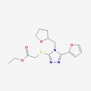molecular formula C15H19N3O4S B5335863 ethyl {[5-(furan-2-yl)-4-(tetrahydrofuran-2-ylmethyl)-4H-1,2,4-triazol-3-yl]sulfanyl}acetate 