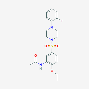 molecular formula C20H24FN3O4S B5335896 N-(2-ethoxy-5-{[4-(2-fluorophenyl)piperazin-1-yl]sulfonyl}phenyl)acetamide 
