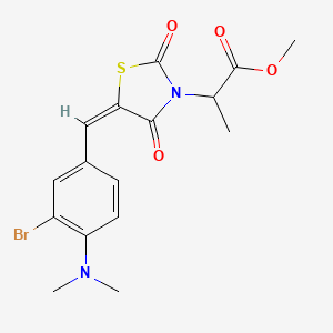 molecular formula C16H17BrN2O4S B5335957 methyl 2-{(5E)-5-[3-bromo-4-(dimethylamino)benzylidene]-2,4-dioxo-1,3-thiazolidin-3-yl}propanoate 