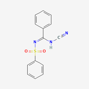 molecular formula C14H11N3O2S B5336230 N-(Cyanoamino-phenyl-methylene)-benzenesulfonamide 