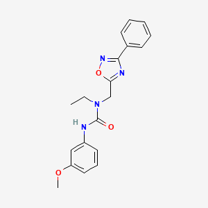 molecular formula C19H20N4O3 B5336370 N-ethyl-N'-(3-methoxyphenyl)-N-[(3-phenyl-1,2,4-oxadiazol-5-yl)methyl]urea 