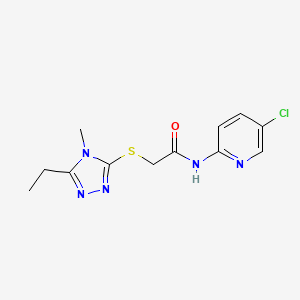 molecular formula C12H14ClN5OS B5336397 N-(5-CHLORO-2-PYRIDINYL)-2-[(5-ETHYL-4-METHYL-4H-1,2,4-TRIAZOL-3-YL)SULFANYL]ACETAMIDE 