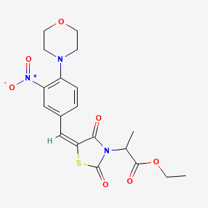 molecular formula C19H21N3O7S B5336434 ethyl 2-[(5E)-5-[(4-morpholin-4-yl-3-nitrophenyl)methylidene]-2,4-dioxo-1,3-thiazolidin-3-yl]propanoate 