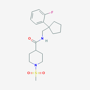 molecular formula C19H27FN2O3S B5336513 N-{[1-(2-fluorophenyl)cyclopentyl]methyl}-1-(methylsulfonyl)-4-piperidinecarboxamide 
