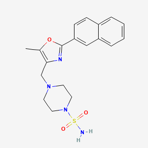 molecular formula C19H22N4O3S B5336526 4-{[5-methyl-2-(2-naphthyl)-1,3-oxazol-4-yl]methyl}piperazine-1-sulfonamide 