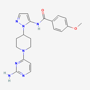 molecular formula C20H23N7O2 B5336556 N-{1-[1-(2-aminopyrimidin-4-yl)piperidin-4-yl]-1H-pyrazol-5-yl}-4-methoxybenzamide 
