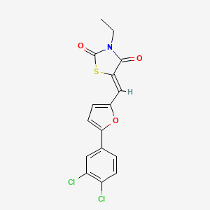molecular formula C16H11Cl2NO3S B5336622 5-{[5-(3,4-dichlorophenyl)-2-furyl]methylene}-3-ethyl-1,3-thiazolidine-2,4-dione 