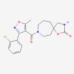 molecular formula C19H20ClN3O4 B5336686 8-{[3-(2-chlorophenyl)-5-methyl-4-isoxazolyl]carbonyl}-1-oxa-3,8-diazaspiro[4.6]undecan-2-one 