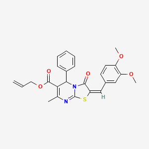 molecular formula C26H24N2O5S B5336695 allyl (2E)-2-(3,4-dimethoxybenzylidene)-7-methyl-3-oxo-5-phenyl-2,3-dihydro-5H-[1,3]thiazolo[3,2-a]pyrimidine-6-carboxylate 