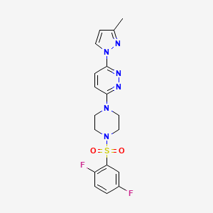 molecular formula C18H18F2N6O2S B5336736 3-{4-[(2,5-difluorophenyl)sulfonyl]-1-piperazinyl}-6-(3-methyl-1H-pyrazol-1-yl)pyridazine 
