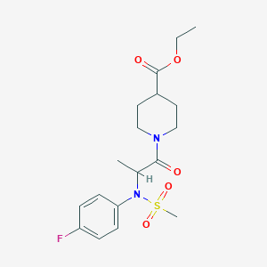 molecular formula C18H25FN2O5S B5336882 ethyl 1-[N-(4-fluorophenyl)-N-(methylsulfonyl)alanyl]piperidine-4-carboxylate 
