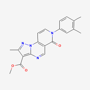molecular formula C20H18N4O3 B5336899 methyl 7-(3,4-dimethylphenyl)-2-methyl-6-oxo-6,7-dihydropyrazolo[1,5-a]pyrido[3,4-e]pyrimidine-3-carboxylate 